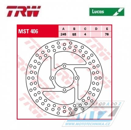 Kotou brzdov TRW MST406 (245/58/4D) - Yamaha YFM350 X Warrior / 92-04