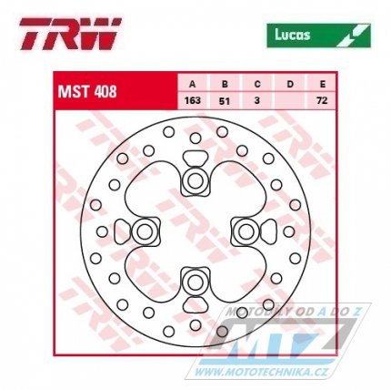 Kotou brzdov TRW MST408 (163/51/4D) - Kawasaki KFX450 / 08- + KFX700 / 04-09