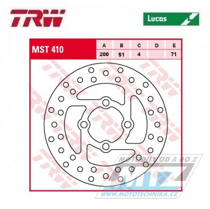 Kotou brzdov TRW MST410 (200/51/4D) - Yamaha YFZ450 / 06-14 + YFZ450R / 09-14 + YFM700R Raptor / 06-24