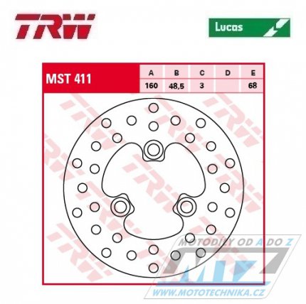 Kotou brzdov TRW MST411(160/48,5/3D) - Suzuki LTR450 Quadracer / 06-12