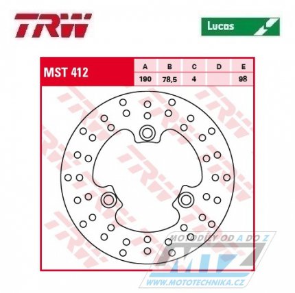 Kotou brzdov TRW MST412 (190/78,5/3D) - Suzuki LTR450 Quadracer / 06-11