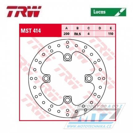 Kotou brzdov TRW MST414 (200/72/4D) - Suzuki LT-A700X King + LT-A750X King