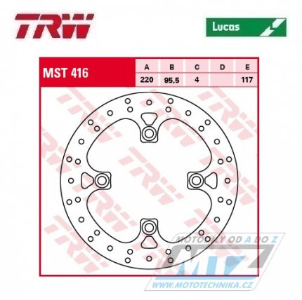 Kotou brzdov TRW MST416 (220/95/4D) - Yamaha YFM700 Grizzly / 07-14