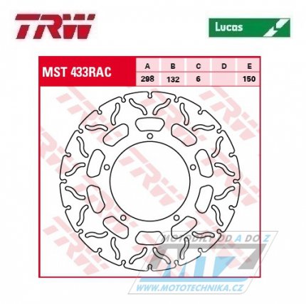 Kotou brzdov TRW MST433RAC (298/132/5D) - Yamaha XV1700 V-Max / 09-16