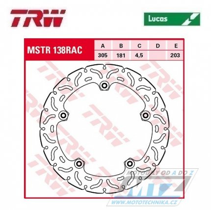 Kotou brzdov TRW MSTR138RAC (305/181/5D) - BMW R1200GS / 08-12 + R1200GS Adventure / 08-13