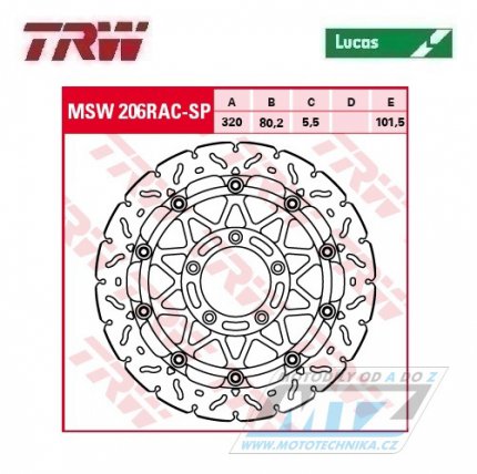 Kotou brzdov plovouc TRW MSW206RAC-SP (320/80/5D) - zubat design MV Agusta Brutale910+F4 + Brutale 1078RR+Brutale1090RR