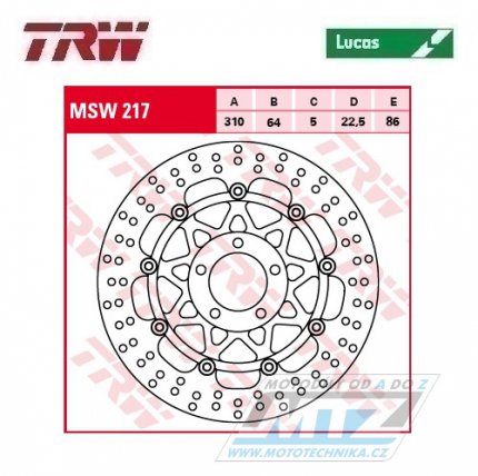 Kotou brzdov plovouc TRW MSW217 (310/64/5D) - kulat design - Suzuki GSXR750 / 88-95 + GSXR1100 / 89-97