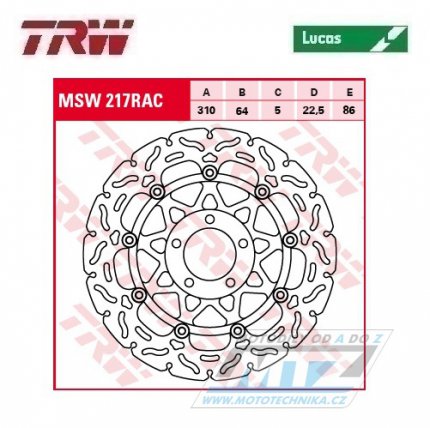 Kotou brzdov plovouc TRW MSW217RAC (310/64/5D) - zubat design - Suzuki GSXR750 / 88-95 + GSXR1100 / 89-97