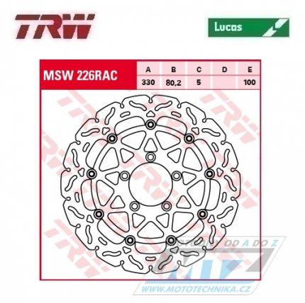 Kotou brzdov plovouc TRW MSW226RAC (330/80/5D) - zubat design - Kawasaki ZX10R Ninja / 16