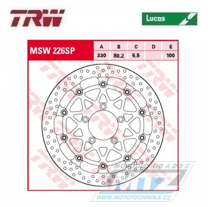 Kotou brzdov plovouc TRW MSW226SP (330/80/5D) - kulat design - Kawasaki ZX10R Ninja / 16