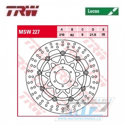 Kotou brzdov plovouc TRW MSW227 (310/62/6D) - kulat design - Honda CBR900RR Fireblabe / 98-99 + CB1300 / 97-00