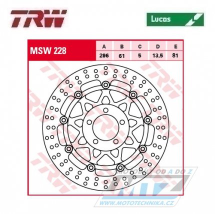 Kotou brzdov plovouc TRW MSW228 (296/61/5D) - kulat design - Kawasaki ZX6R Ninja / 98-99 + ZX9R Ninja / 98-99