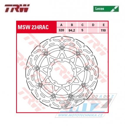 Kotou brzdov plovouc TRW MSW234SP (320/94/5D) - kulat design - Honda CBR1000Fireblade / 17-19