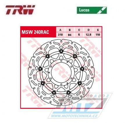 Kotou brzdov plovouc TRW MSW240RAC-SP (310/94/6D) - zubat design - Honda CBR600RR / 03-16 + CB1000R / 08-16 + CBR1000RR Fireblade / 04-05 + CB1300