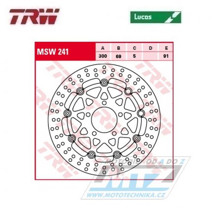 Kotou brzdov plovouc TRW MSW241 (300/69/5D) - kulat design - Suzuki GSXR600 / 04-05 + GSXR750 / 04-05 + GSXR1000 / 03-04