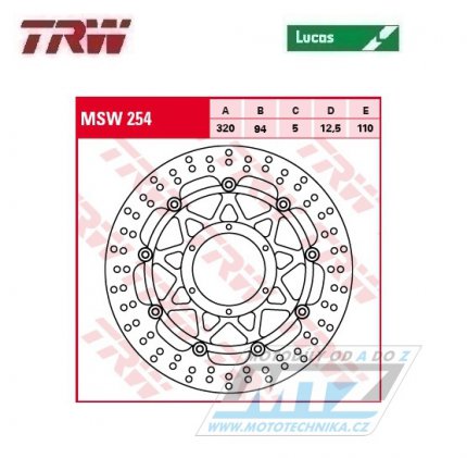 Kotou brzdov plovouc TRW MSW254 (320/94/6D) - kulat design - Honda CBR1000RR Fireblade / 06-07 + VTR1000SP1 / 00-01+VTR1000SP2 / 02-04