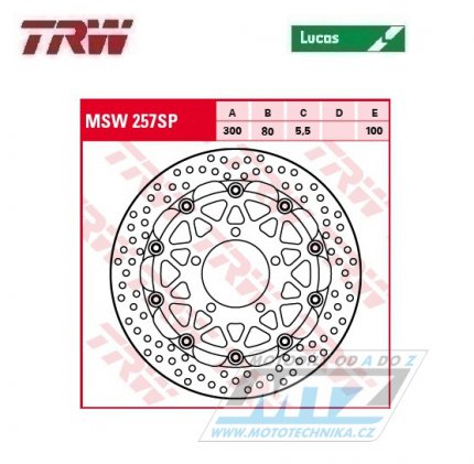 Kotou brzdov plovouc TRW MSW257SP (300/80/5D) - kulat design - Kawasaki ZX6R Ninja+ER6F+ER6N+Versys650+Z750+Z750R + Versys1000+ Z1000+ZX-10R