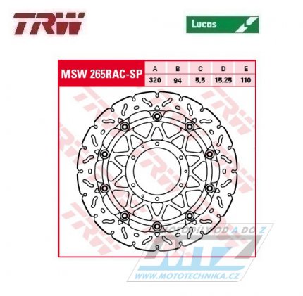 Kotou brzdov plovouc TRW MSW265RAC (320/95/6D) - zubat design - Honda CBR1000RR Fireblade / 08-16