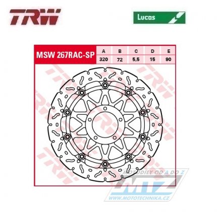 Kotou brzdov plovouc TRW MSW267RAC (320/72/5D) - zubat design - Ducati Panigale899 / 14-15 + Panigale959 / 16-