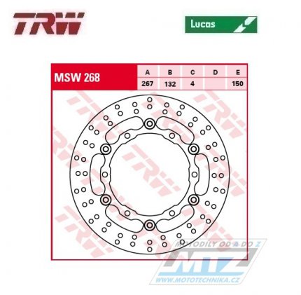 Kotou brzdov plovouc TRW MSW268 (267/132/6D) - kulat design - Yamaha XP500 T-Max / 08-12