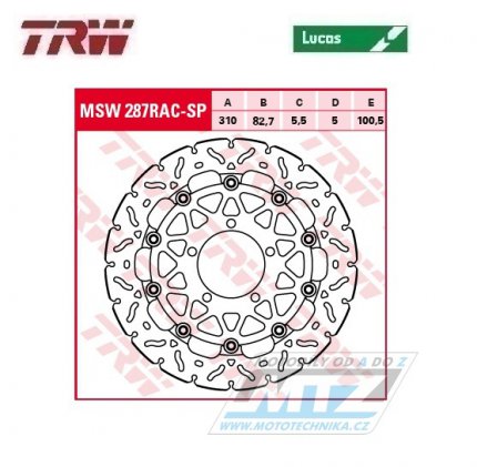 Kotou brzdov plovouc TRW MSW287RAC-SP (310/82,7/5D) - zubat design - Triumph Daytona675 / 13-16