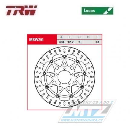 Kotou brzdov plovouc TRW MSW291 (330/72,2/5D) - kulat design - Ducati Scrambler800