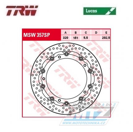 Kotou brzdov plovouc TRW MSW357SP (320/52,2/5D) - zubat design - BMW S1000R / 13- + S1000RR / 09-18