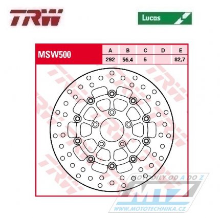 Kotou brzdov plovouc TRW MSW500 (292/56,4/5D) - kulat design - Harley Davidson XL883+XL1200+FLHR+FLHRCI+FLHRI+FLHRS+FLHT + FLHTC+LHTCUI+FLHTI+FLHXI+FLSTC + FLSTCI+FLSTF+FLSTFI+FLSTI+FLSTS+FLSTSCI + +FLTRI+FXD+FXDCI+FXDI+FXDL+FXDS a dal...