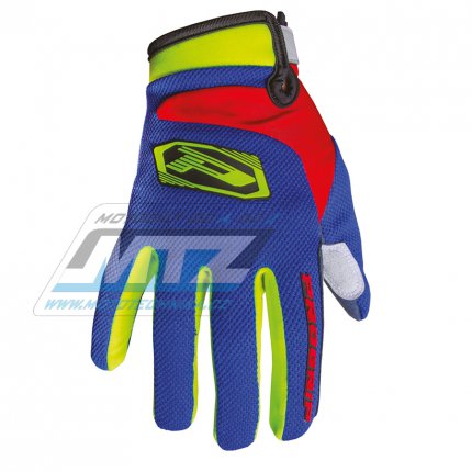 Rukavice motokros PROGRIP 4010-341 - modro-erveno-fluo lut - velikost XL