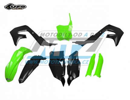 Sada plast Kawasaki KXF250 / 21-24 + KXF450 / 19-23 - barva erno-FLUO zelen (erno-neon zelen)