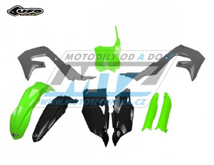 Sada plast Kawasaki KXF250 / 21-24 + KXF450 / 19-23 - barva erno-edo-FLUO zelen (erno-edo-neon zelen)