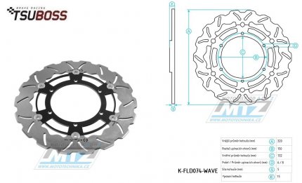 Kotou brzdov plovovouc (320/132/6D) zubat desing - Yamaha XT660X / 04-16